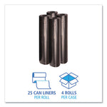 Load image into Gallery viewer, Recycled Low-density Polyethylene Can Liners, 56 Gal, 1.2 Mil, 43" X 47", Black, 10 Bags/roll, 10 Rolls/carton
