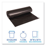 Load image into Gallery viewer, Recycled Low-density Polyethylene Can Liners, 60 Gal, 1.2 Mil, 38" X 58", Black, 10 Bags/roll, 10 Rolls/carton