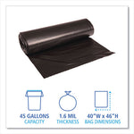 Load image into Gallery viewer, Recycled Low-density Polyethylene Can Liners, 45 Gal, 1.6 Mil, 40" X 46", Black, 10 Bags/roll, 10 Rolls/carton