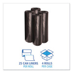 Load image into Gallery viewer, Recycled Low-density Polyethylene Can Liners, 56 Gal, 1.6 Mil, 43" X 47", Black, 10 Bags/roll, 10 Rolls/carton