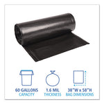 Load image into Gallery viewer, Recycled Low-density Polyethylene Can Liners, 60 Gal, 1.6 Mil, 38" X 58", Black, 10 Bags/roll, 10 Rolls/carton