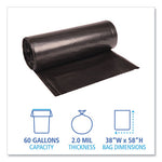 Load image into Gallery viewer, Recycled Low-density Polyethylene Can Liners, 60 Gal, 1.8 Mil, 38" X 58", Black, 10 Bags/roll, 10 Rolls/carton