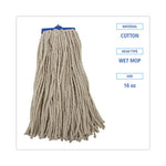 Load image into Gallery viewer, Cut-end Lie-flat Wet Mop Head, Cotton, 16oz, White, 12/carton