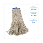 Load image into Gallery viewer, Mop Head, Economical Lie-flat Head, Cotton Fiber, 20 Oz, White, 12/carton