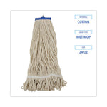 Load image into Gallery viewer, Mop Head, Lie-flat Head, Cotton Fiber, 24 Oz, White, 12/carton