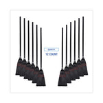 Load image into Gallery viewer, Flag Tipped Poly Lobby Brooms, Flag Tipped Poly Bristles, 38" Overall Length, Natural/black, 12/carton