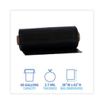 Load image into Gallery viewer, Industrial Drum Liners Rolls, 60 Gal, 2.7 Mil, 38 X 63, Black, 1 Roll Of 50 Bags