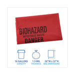 Load image into Gallery viewer, Linear Low Density Health Care Trash Can Liners, 16 Gal, 1.3 Mil, 24 X 32, Red, 250/carton
