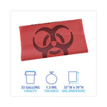 Load image into Gallery viewer, Linear Low Density Health Care Trash Can Liners, 33 Gal, 1.3 Mil, 33 X 39, Red, 150/carton
