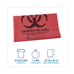 Load image into Gallery viewer, Linear Low Density Health Care Trash Can Liners, 45 Gal, 1.3 Mil, 40 X 46, Red, 100/carton