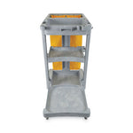 Load image into Gallery viewer, Janitor's Cart, Plastic, 4 Shelves, 1 Bin, 22" X 44" X 38", Gray
