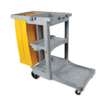 Load image into Gallery viewer, Janitor's Cart, Plastic, 4 Shelves, 1 Bin, 22" X 44" X 38", Gray