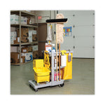 Load image into Gallery viewer, Janitor's Cart, Plastic, 4 Shelves, 1 Bin, 22" X 44" X 38", Gray