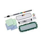 Load image into Gallery viewer, Microfiber Cleaning Kit, 18" Wide Blue/green Microfiber Head, 35" To 60" Gray Aluminum Handle
