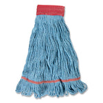 Load image into Gallery viewer, Looped-end Wet Mop Head, Cotton/rayon/polyester Blend, Large, 5" Headband, Blue
