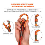 Load image into Gallery viewer, Squids 3104f(x) Tool Lanyard With Carabiner/choke Loop, 10 Lb Max Cap, 38" To 48" Long, Gray/orange, Ships In 1-3 Bus Days