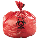 Load image into Gallery viewer, Biohazard Low-density Commercial Can Liners, Coreless Interleaved Roll, 4 Gal, 1.3 Mil, 40" X 46", Red, 20/roll, 5 Rolls/ct
