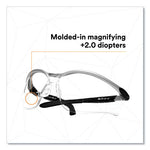 Load image into Gallery viewer, Bx Molded-in Diopter Safety Glasses, 2.0+ Diopter Strength, Silver/black Frame, Clear Lens