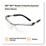 Load image into Gallery viewer, Bx Molded-in Diopter Safety Glasses, 2.0+ Diopter Strength, Silver/black Frame, Clear Lens