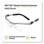 Load image into Gallery viewer, Bx Molded-in Diopter Safety Glasses, 2.5+ Diopter Strength, Silver/black Frame, Clear Lens
