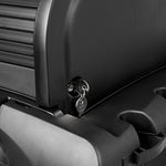 Load image into Gallery viewer, Executive High Security Janitorial Cleaning Cart, Plastic, 4 Shelves, 1 Bin, 23.1" X 39.6" X 27.5", Black