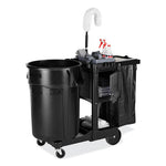 Load image into Gallery viewer, Executive Janitorial Cleaning Cart, Plastic, 4 Shelves, 1 Bin, 12.1" X 22.4" X 23", Black