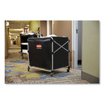 Load image into Gallery viewer, One-compartment Collapsible X-cart, Synthetic Fabric, 9.96 Cu Ft Bin, 24.1" X 35.7" X 34", Black/silver