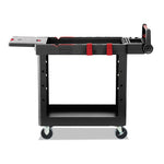 Load image into Gallery viewer, Heavy Duty Adaptable Utility Cart, Plastic, 2 Shelves, 500 Lb Capacity, 17.8" X 46.2" X 36", Black