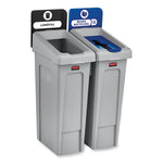 Load image into Gallery viewer, Slim Jim Recycling Station Kit, 2-stream Landfill/mixed Recycling, 46 Gal, Plastic, Blue/gray