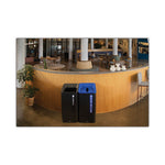 Load image into Gallery viewer, Sustain Decorative Refuse With Recycling Lid, 23 Gal, Metal/plastic, Black/blue