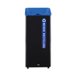 Load image into Gallery viewer, Sustain Decorative Refuse With Recycling Lid, 23 Gal, Metal/plastic, Black/blue