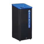Load image into Gallery viewer, Sustain Decorative Refuse With Recycling Lid, 23 Gal, Metal/plastic, Black/blue