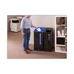 Load image into Gallery viewer, Sustain Decorative Refuse With Recycling Lid, 23 Gal, Metal/plastic, Black/blue