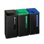 Load image into Gallery viewer, Sustain Decorative Refuse With Recycling Lid, 23 Gal, Metal/plastic, Black