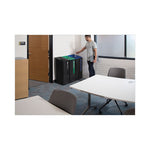 Load image into Gallery viewer, Sustain Decorative Refuse With Recycling Lid, 15 Gal, Metal/plastic, Black/blue