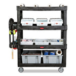 Load image into Gallery viewer, Heavy-duty Ergo Utility Cart, Plastic, 4 Shelves, 700 Lb Capacity, 24.35" X 54.1" X 62.4", Black