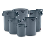 Load image into Gallery viewer, Vented Round Brute Container, 55 Gal, Plastic, Gray