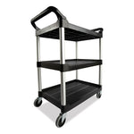 Load image into Gallery viewer, Xtra Utility Cart With Open Sides, Plastic, 3 Shelves, 300 Lb Capacity, 40.63" X 20" X 37.81", Black