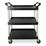 Load image into Gallery viewer, Xtra Utility Cart With Open Sides, Plastic, 3 Shelves, 300 Lb Capacity, 40.63" X 20" X 37.81", Black