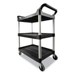 Load image into Gallery viewer, Xtra Utility Cart With Open Sides, Plastic, 3 Shelves, 300 Lb Capacity, 40.63" X 20" X 37.81", Black