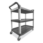 Load image into Gallery viewer, Xtra Utility Cart With Open Sides, Plastic, 3 Shelves, 300 Lb Capacity, 20" X 40.63" X 37.8", Gray