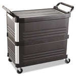 Load image into Gallery viewer, Xtra Utility Cart With Enclosed Sides And Back, Plastic, 3 Shelves, 300 Lb Capacity, 20" X 40.63" X 37.8", Black