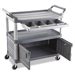 Load image into Gallery viewer, Xtra Instrument Cart With Locking Storage Area, Plastic, 3 Shelves, 300 Lb Capacity, 20" X 40.63" X 37.8", Gray
