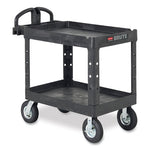 Load image into Gallery viewer, Heavy-duty Utility Cart With Lipped Shelves, Plastic, 2 Shelves, 750 Lb Capacity, 26" X 55" X 33.25", Black