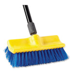 Load image into Gallery viewer, Bi-level Deck Scrub Brush, Blue Polypropylene Bristles, 10" Brush, 10" Plastic Block, Threaded Hole