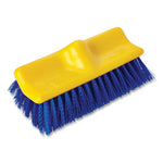 Load image into Gallery viewer, Bi-level Deck Scrub Brush, Blue Polypropylene Bristles, 10" Brush, 10" Plastic Block, Threaded Hole