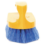 Load image into Gallery viewer, Iron-shaped Handle Scrub Brush, Blue Polypropylene Bristles, 6" Brush, 6" Yellow Plastic Handle
