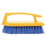 Load image into Gallery viewer, Iron-shaped Handle Scrub Brush, Blue Polypropylene Bristles, 6" Brush, 6" Yellow Plastic Handle