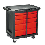 Load image into Gallery viewer, Five-drawer Mobile Workcenter, 32.63w X 19.9d X 33.5h, Black Plastic Top