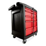 Load image into Gallery viewer, Five-drawer Mobile Workcenter, 32.63w X 19.9d X 33.5h, Black Plastic Top